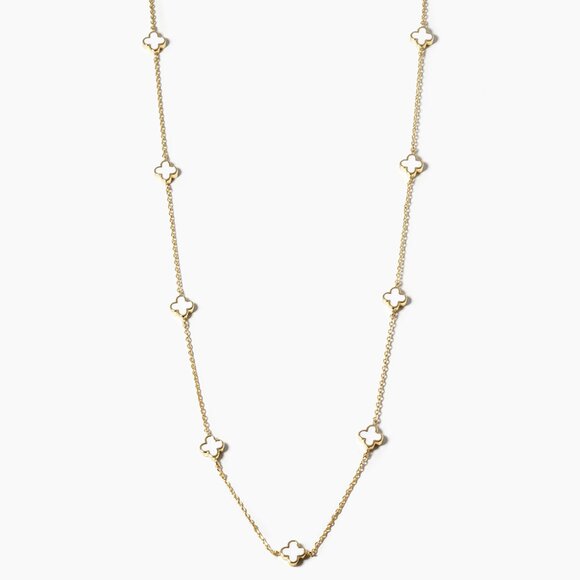 18K Gold Dipped Quatrefoil Station Necklace - NEW - Picture 2 of 3